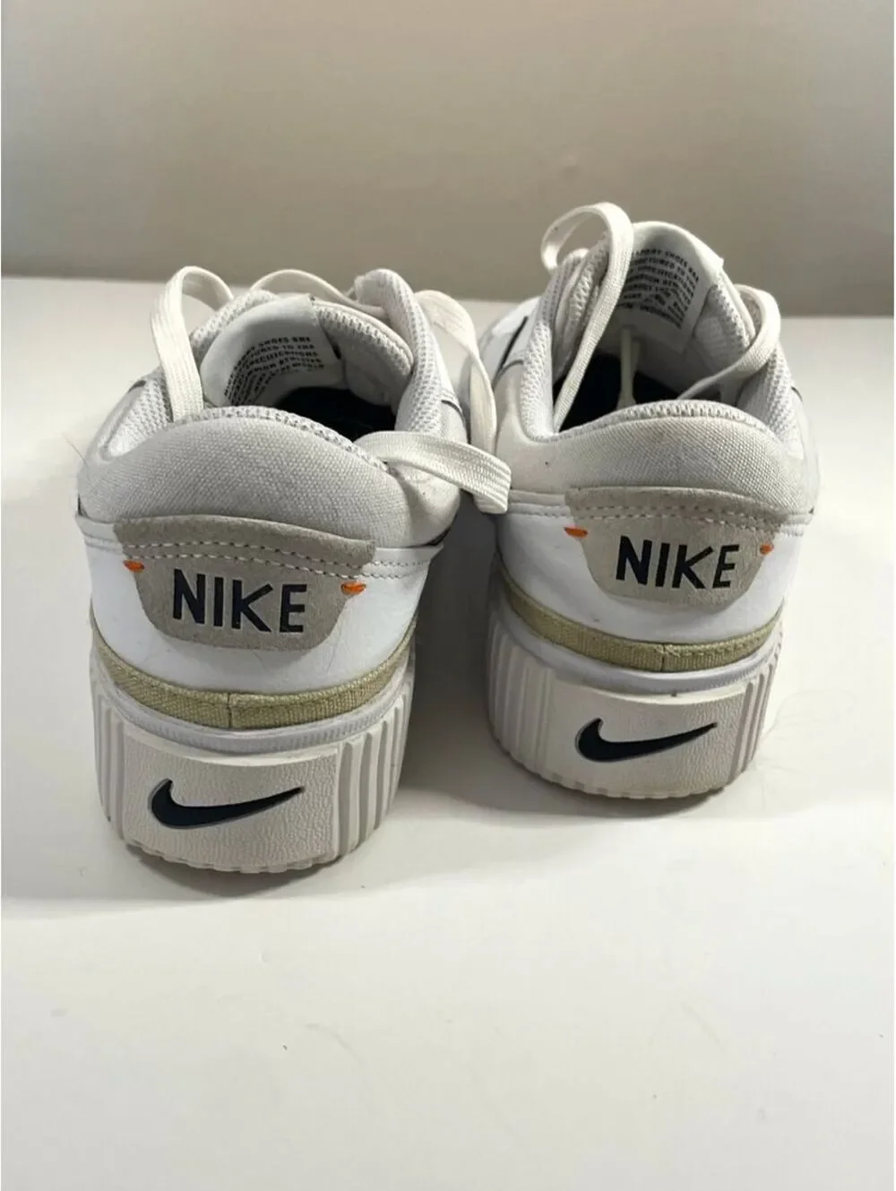 Nike Court Legacy Lift Platform Sneakers White Black Hemp Size 8 Good Used